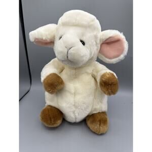 Kellytoy Plush Lamb Sheep 14” White Brown Ears & Paws Stuffed Animal Toy Soft